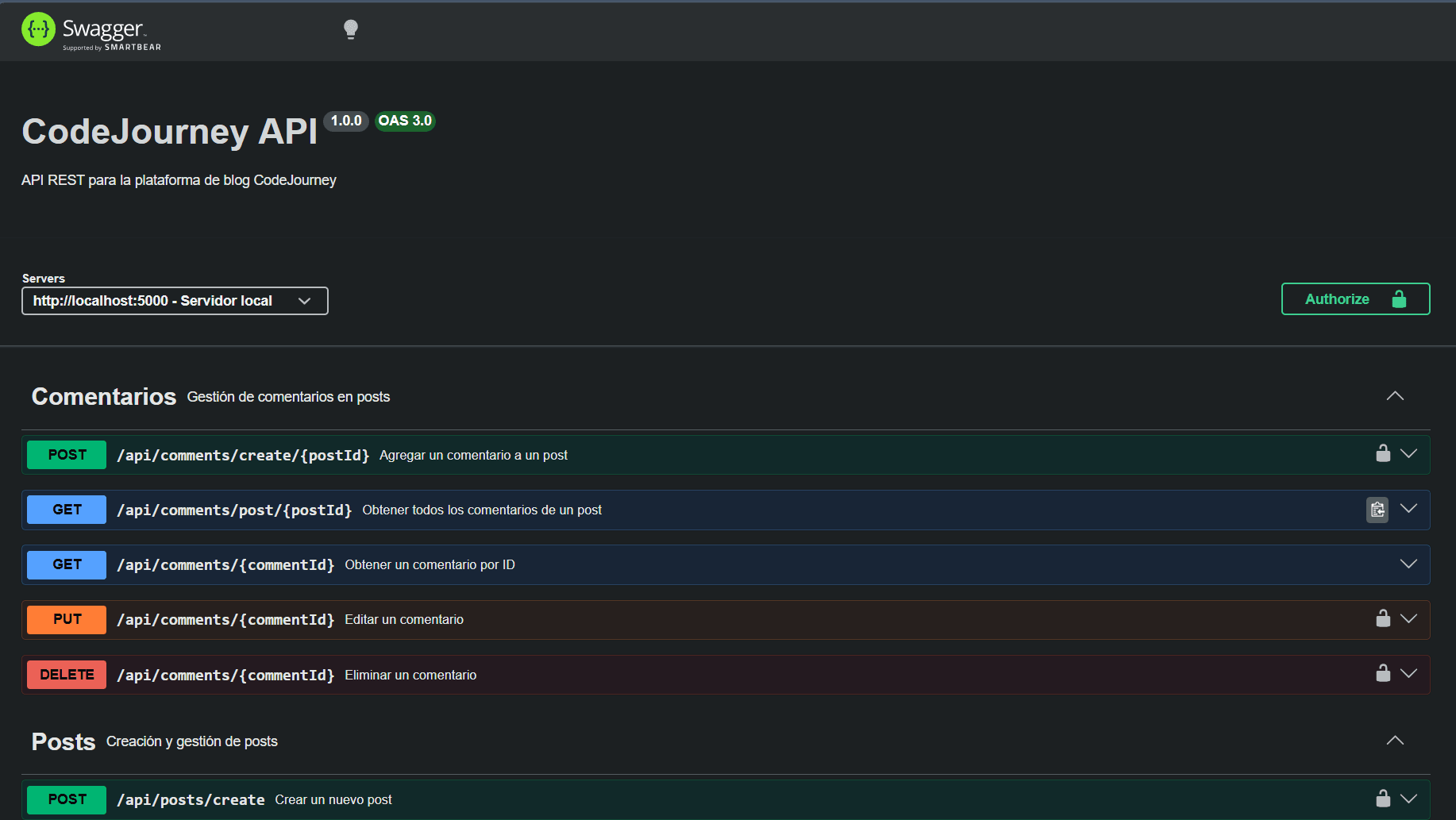 Captura de CodeJourney API