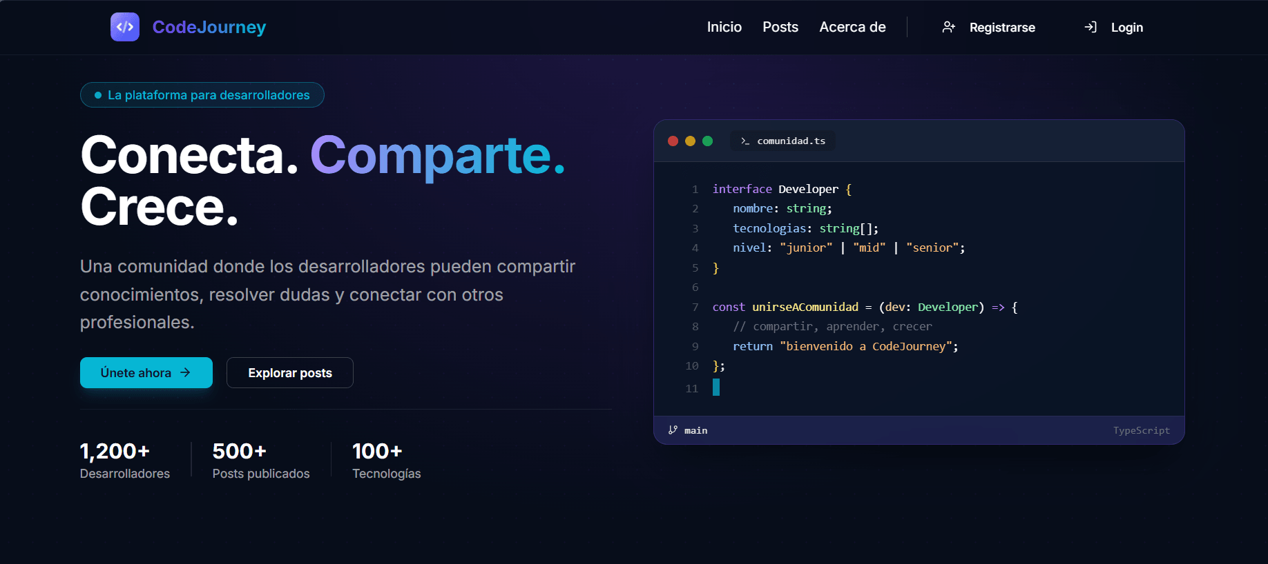 Captura de CodeJourney